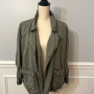 Young Fabulous & Broke Tencel Utility Bomber Military Jacket Olive Green Small